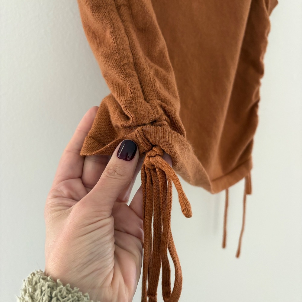 LE LIS Collection Rust Brown Ruched Side Drawstring Knit Tank Top SWT6313 S - Picture 3 of 5